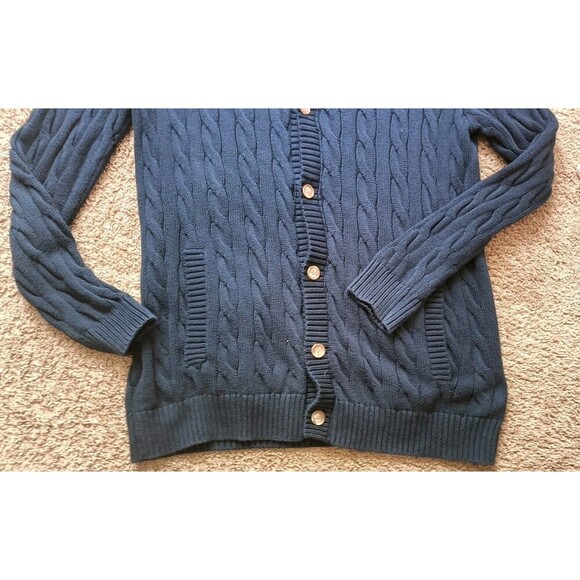 Brooks Brothers Supima Cotton Cardigan Sweater Men's XXL Cable Knit Navy Blue - Picture 6 of 9